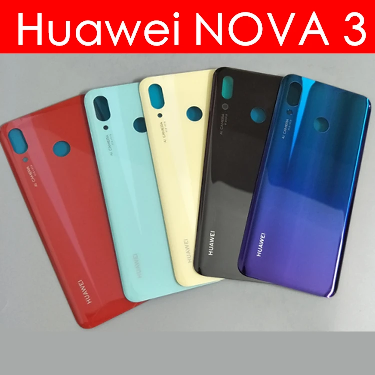 Huawei Nova 3 задняя крышка батарейного отсека из стекла и пластика задняя крышка батарейного отсека для huawei Nova 3+ лента 3M запасные части для ремонта