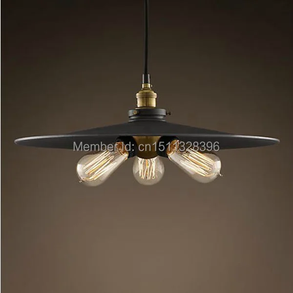 36CM Antique Style Lampshade Edison Metal Black Pendant Lights Cafe Bar Coffee Shop Hall Store Club Dining Room Bedside