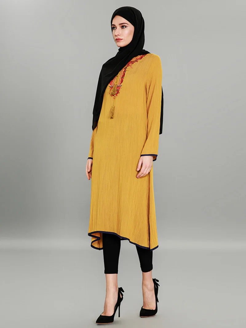 Ближний Восток арабские Абаи Дубай одежда Большие размеры Турция мусульманская Для женщин Разделение платье с вышивкой исламский кафтан
