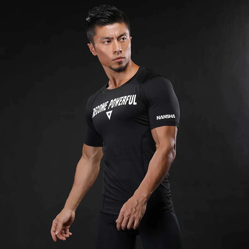 New fashion Streetwear Workout Slim Gyms Short Sleeve Tees Letters