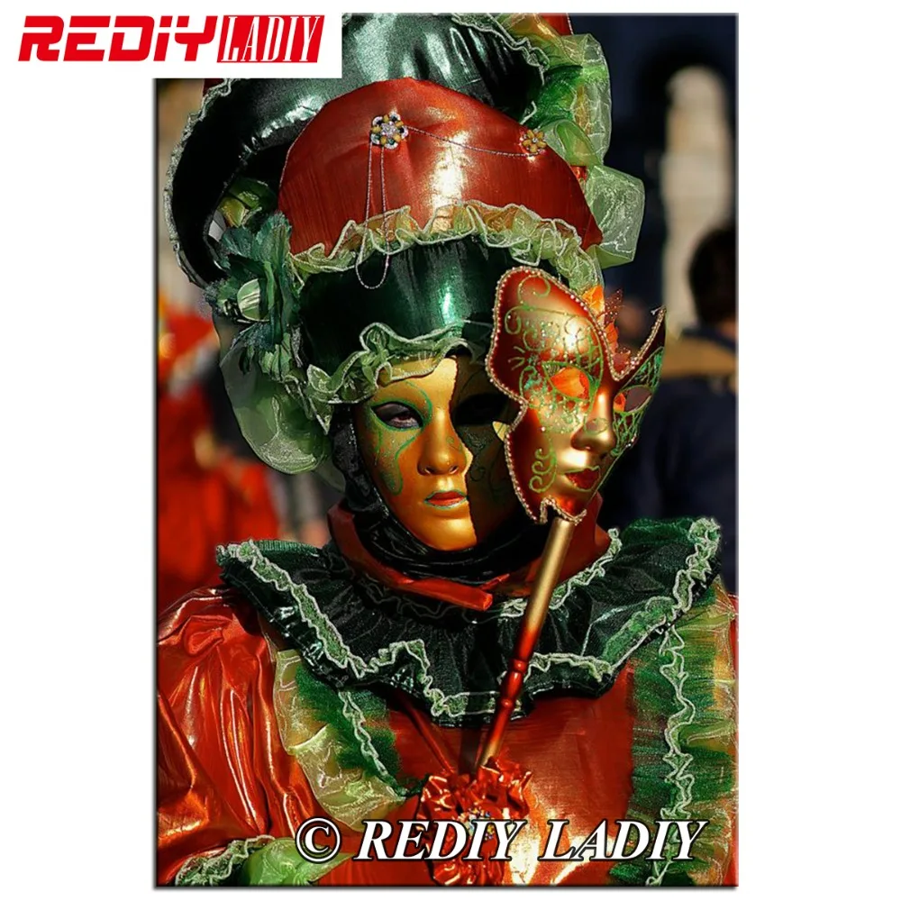 

REDIY LADIY Diamond Embroidery Gold Mask Diamond Painting Full Square Rhinestones Cross Stitch Mosaic Needlework Home Decorative