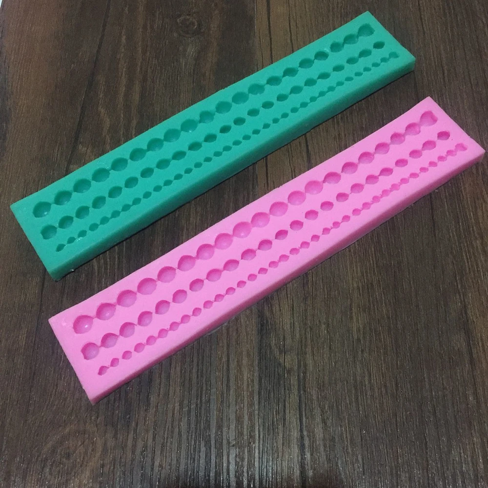 

2019 New Liquid Silicone Cake Mold Long Pearl String Beads Shape Fondant Cutter Silicone Molds For Cake Decorating