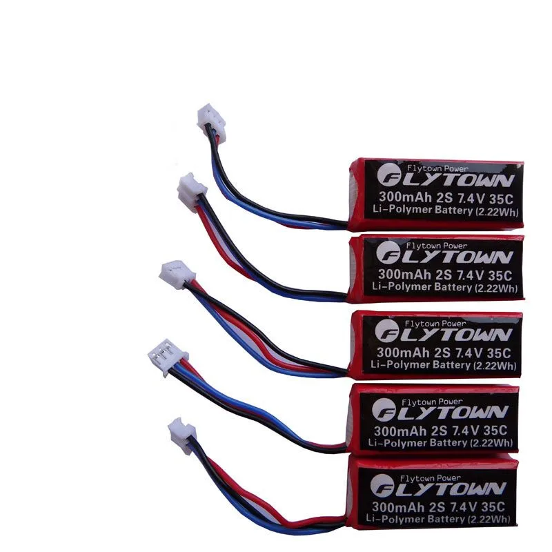 

5PCS Flytown 300mAh 7.4V 35C/70C Lipo battery with PH2.0 Plug for EFLITE MCPX BL 130X UMX MIG Mini Racer Car Helicopter RC parts