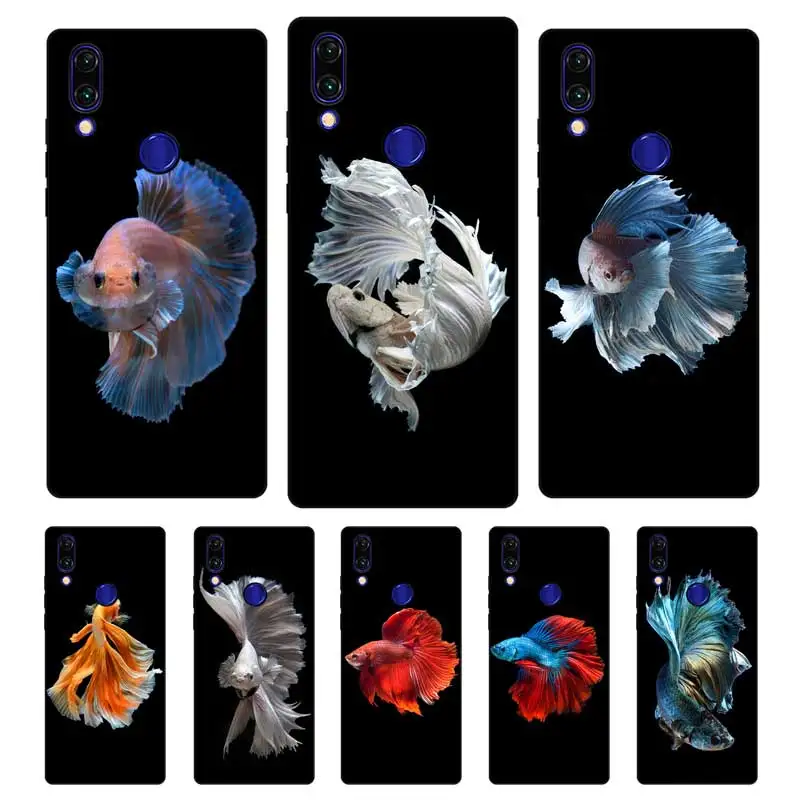 N270 Betta Fish Black Silicone Case Cover For Xiaomi Redmi Note 3 4 4X 5 5A 6 7 Pro Global |