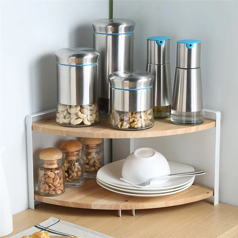 Simple Kitchen Corner Cabinet Storage Racks with Simple Decor