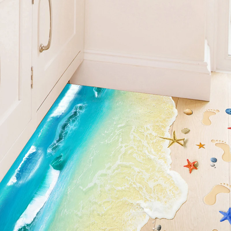 kreative 3d boden aufkleber starfish footprint meer strand