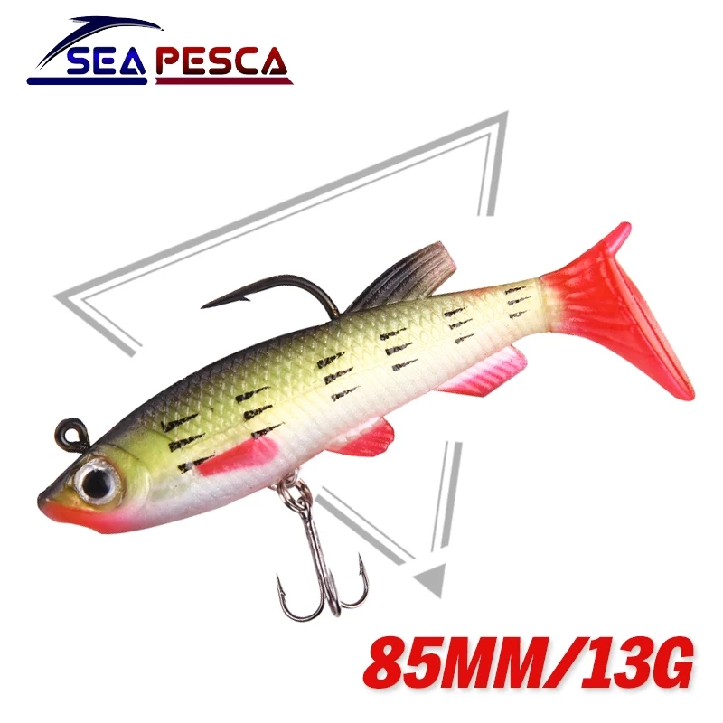 SEAPESCA 1pcs Fishing Lure Soft Lures 8.5cm 13g Wobblers Isca Artificial Soft Bait Silicone Pesca Lead Jig Sea Bass Tackle JK96