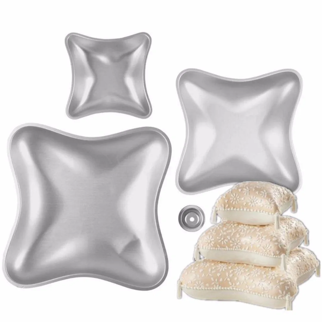JX-LCLYL 4pcs Cake Tins Mold Pillow Cushion Shape Cake Baking Pan Aluminium Alloy Mold