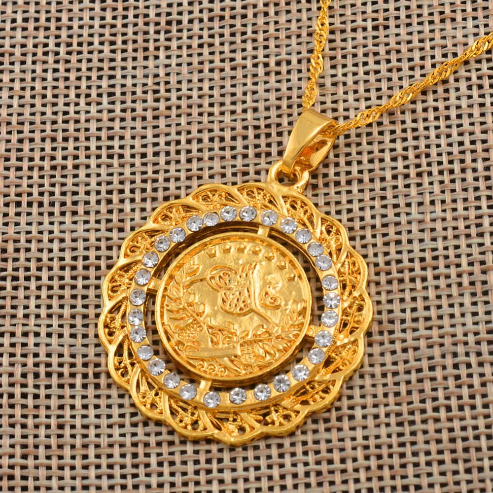 Anniyo 3 4cm Turke Coin Pendant Necklaces For Women Gold Color Anniyo 3 4cm Turke Coin Pendant Necklaces For Women Gold Color Turkey Jewelry Small Turkish Lira Pendand Gift 042306 In Chain From