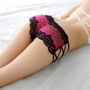 

Women Perspective Sexy Lingerie Strap Panties Lace-up Plus Size Low Waist Underwear Home Clothes 1 Pcs