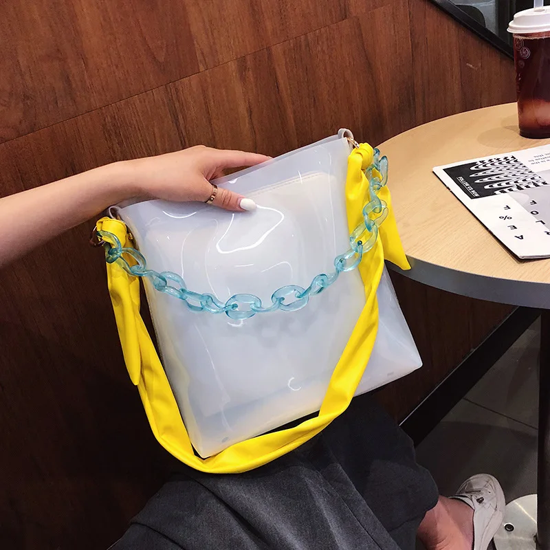

Transparent Clear PVC Women bags candy Jelly PVC Summer Beach Bags Fashion Casual Tote Bag GDB03