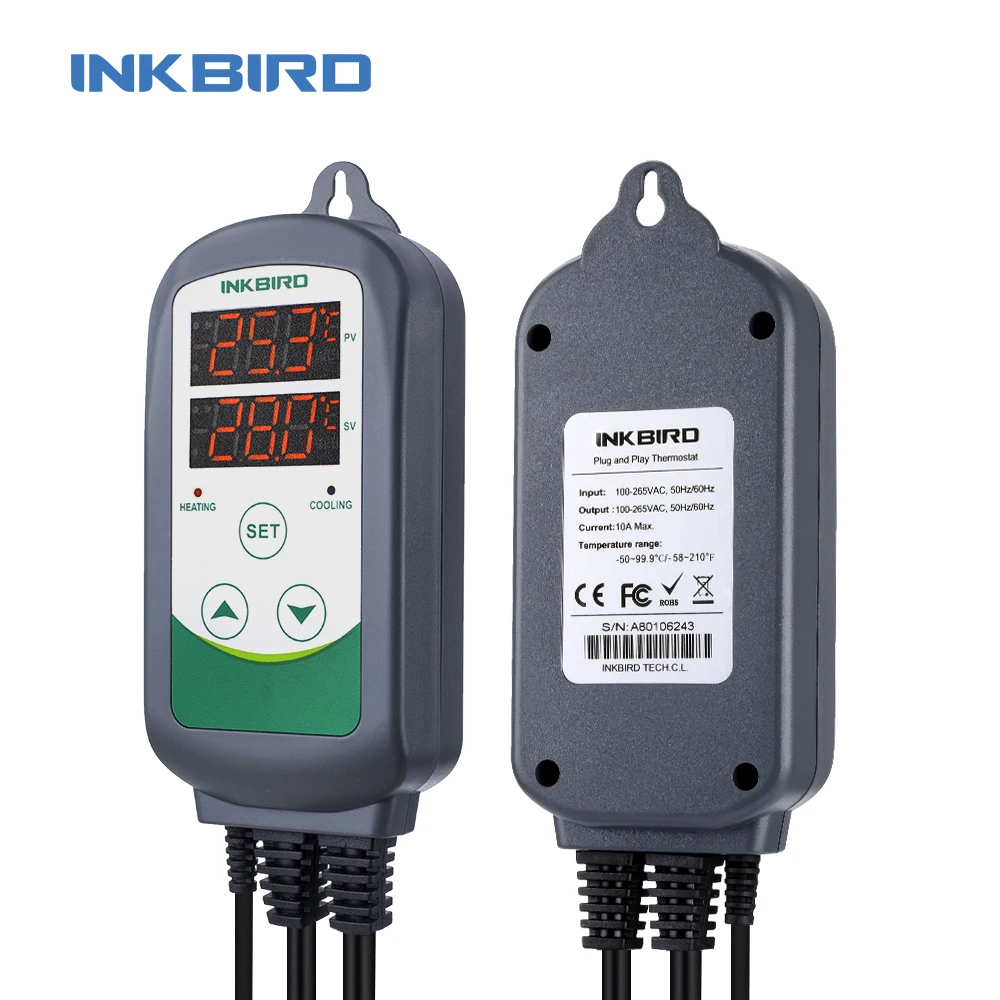 Inkbird ITC-308 подогрев и охлаждение двойной релейный регулятор температуры, Carboy, ферментер, теплица террариума Temp. Управление