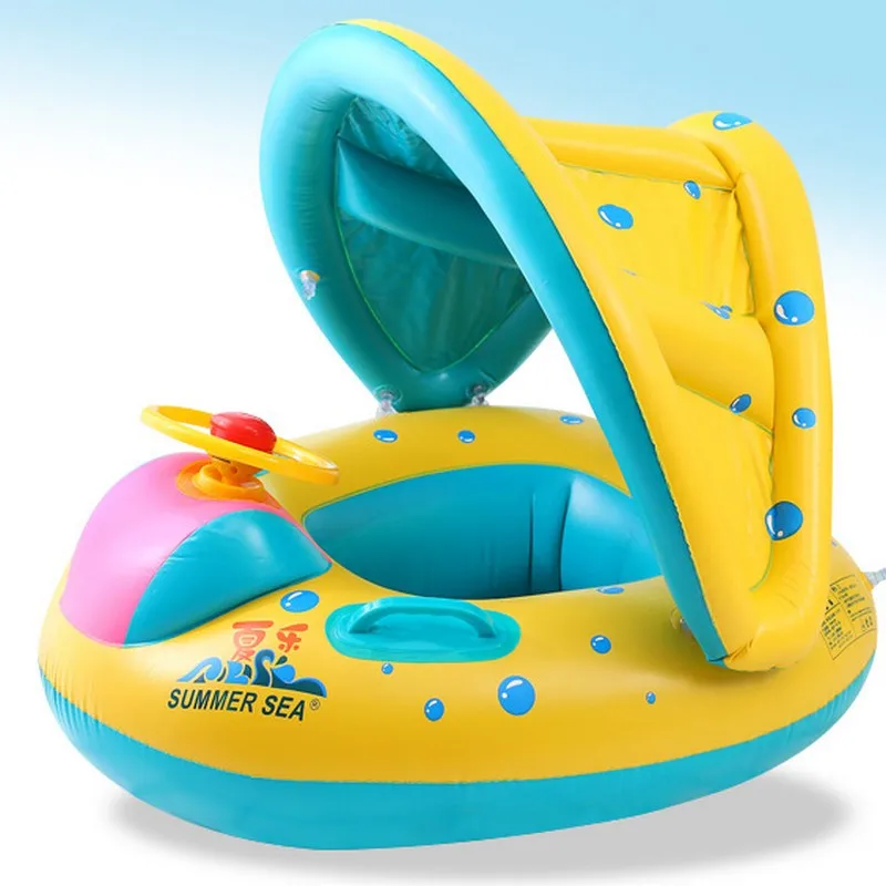 Swimming Baby High Quality Safety Baby Infant Swimming Float Inflatable Adjustable Sunshade Seat