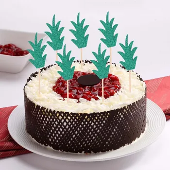 

24 Pcs cake toppers Green Pineapple Leaf Cake Toppers Cupcake Decoration Cake Picks for Kids Baby Shower Birthday Party