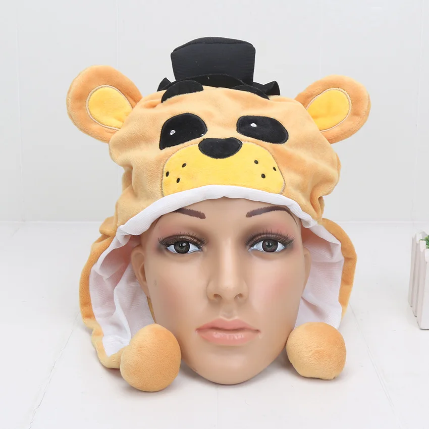 FNAF плюшевая шляпа, головной убор Five Nights At Freddy's плюшевые игрушки Freddy Fazbear Foxy Hat Зимняя Ушная теплая полумаска Peluche - Цвет: yellow  black hat