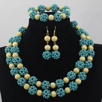 

Trendy New Balls Beads Necklace Latest Fashion Party Beads African Jewelry Set Necklace for Indian Wedding Free ShippingABL799