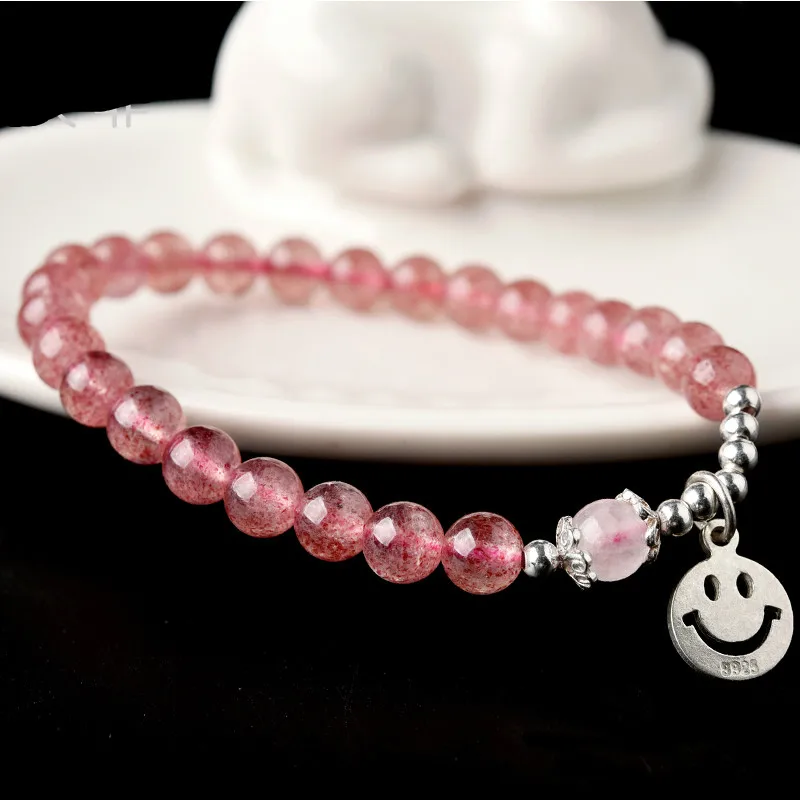 Original Smile Face Strawberry Crystal Powder Bracelet