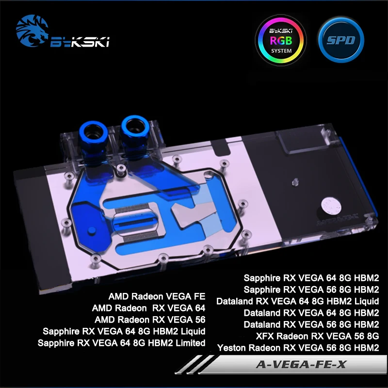 

Bykski A-VEGA-FE-X, Full Cover Graphics Card Water Cooling Block RGB/RBW, for Founder Edition VEGA, Sapphire/XFX/Dataland