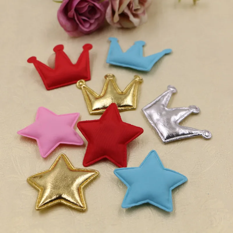 

Wholesale 100PCs Fabric Cotton PU Kawaii Glitter Star Crown Patch Sticker Craft Fit Girls Hair Jewelry DIY Garment Shoes Decor