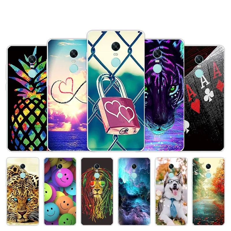 

5.5" Case For Xiaomi Redmi Note 4X Soft Silicone Clear TPU Cover Smile Design Ultrathin Black Matte For Xiaomi Redmi Note4X