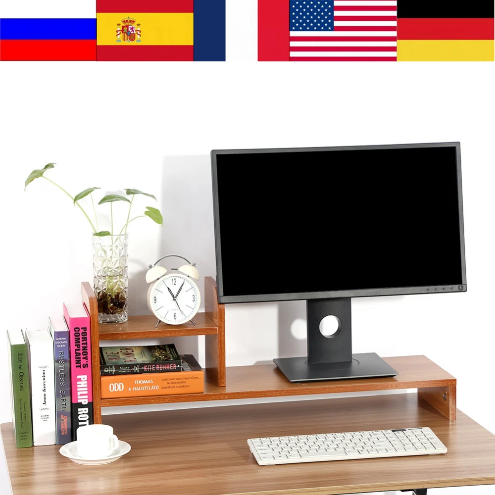 Clearance Wooden Monitor Laptop Stand Holder Riser Computer Desk
