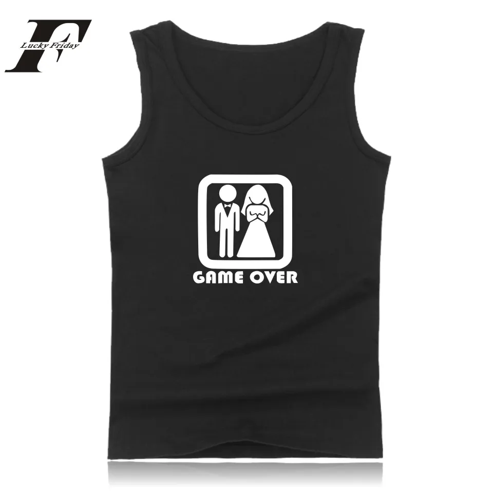 

Print GAME OVER Sleeveless Bodybuilding Tank Top Summer Fashion Problem Solved Vest Casual Funny Style Tank Top Men High Quality