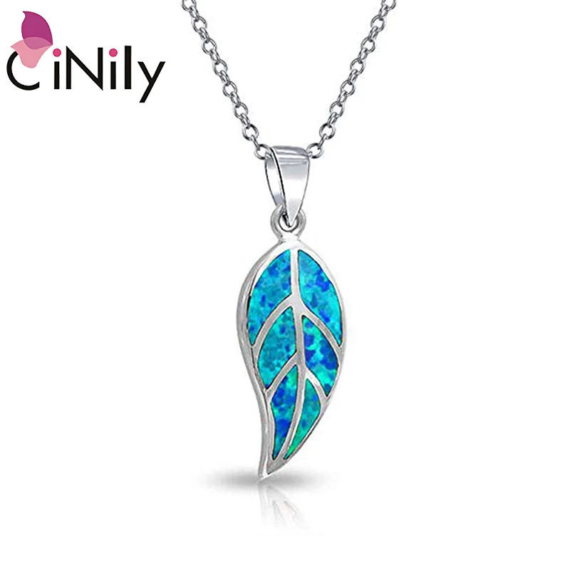 Woman Fashion Silver Jewelry Blue Fire Opal Charm Pendant Necklace Chain HOT
