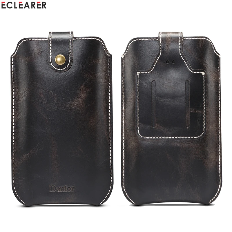

Phone Cases For Huawei Y7 Y6 Y5 Prime Pro 2018 2019 Y9 2018 Luxury Genuine Leather Belt Phone Pouch Holster Bag Case Card Holder