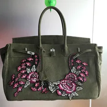 Женская большая сумка 17,7 дюймов кошелек вышитая сумка Холщовая Сумка Льняная сумка Цветочная сумочка Роза цветок для нее подарок на день рождения