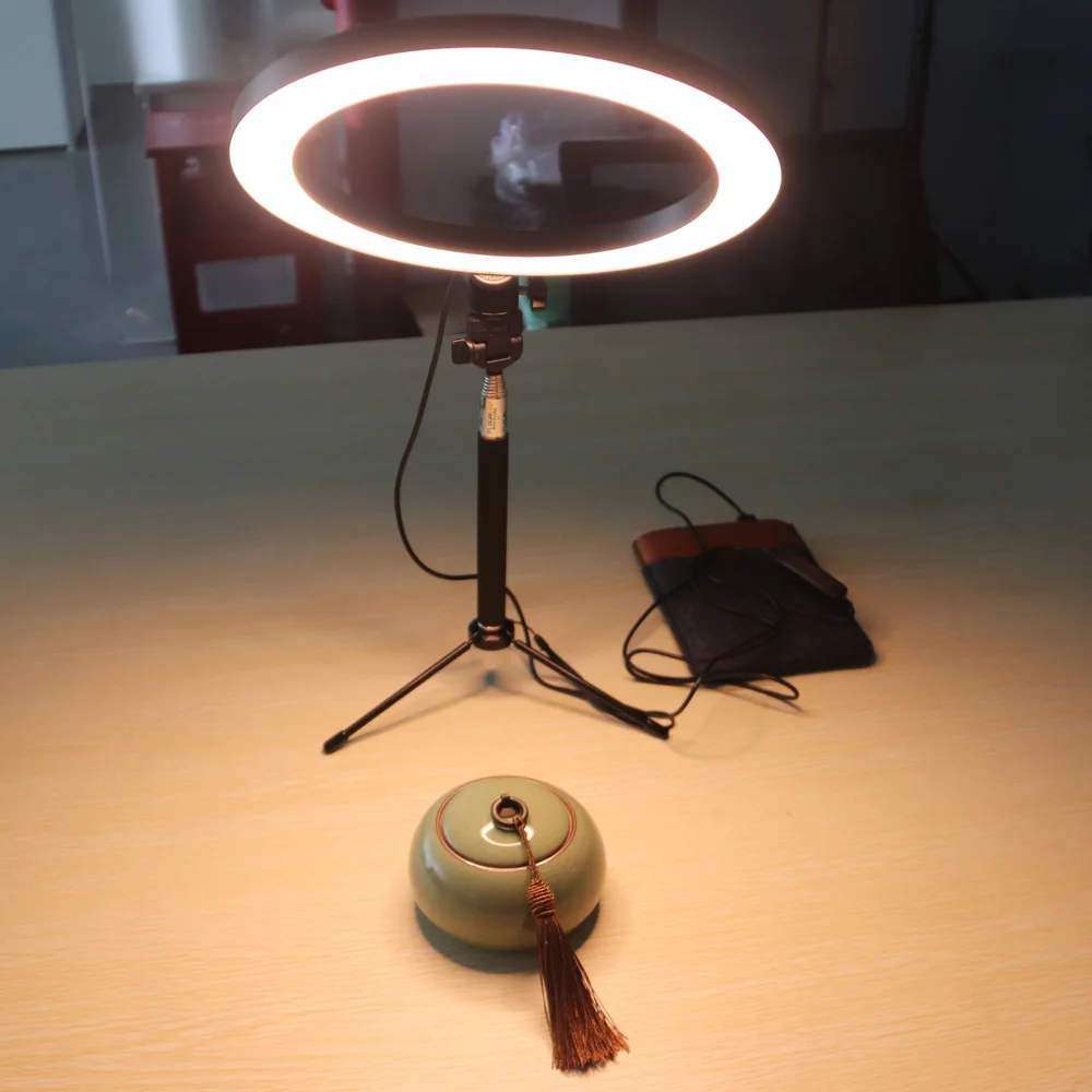 Lightdow 16cm 26cm LED Selfie Ring Light Three-Speed Stepless Lighting Dimmable With Cradle Head For Makeup Video Live Studio |