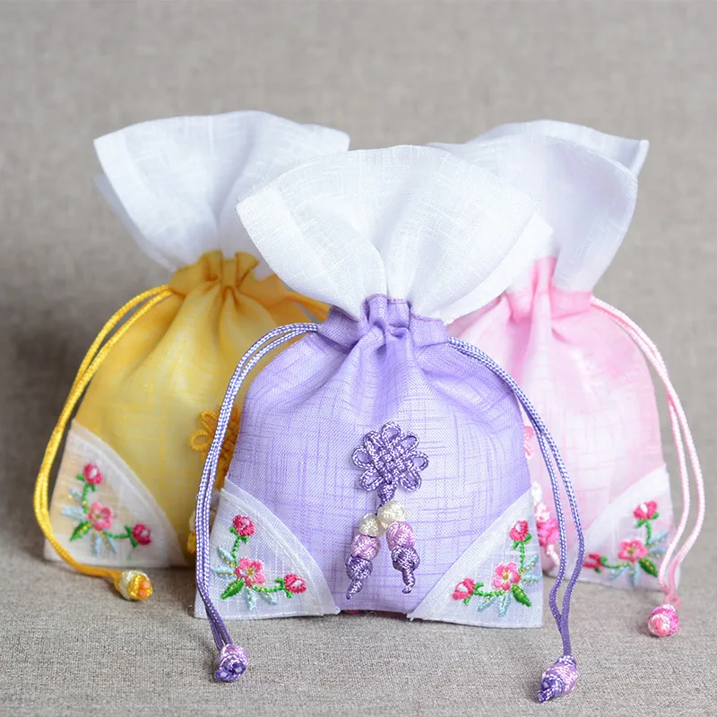 Korean Traditional Silk Embroidery Herb Aromatherapy Jewelry Bag Silk