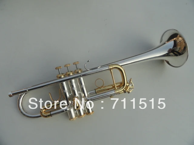Cheap Silver Plated Gold Key Bach Trumpet Profissional C Small Brass Instruments Musical TRUMPET Trompeta Mouthpiece C180ML239