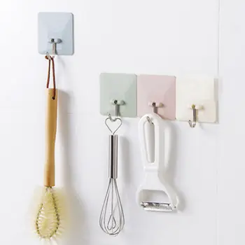 

Creative Useful Plain Square Nail-Free Strong Adhesive Hook Kitchen Wall Seamless Hook Bathroom Adhesive Kitchen Paste Hook
