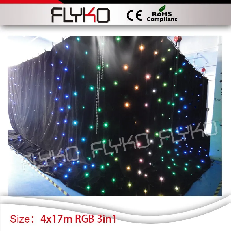 

high brightness quality 4mx17m RGB3in1 soft led starlight backdrop curtain