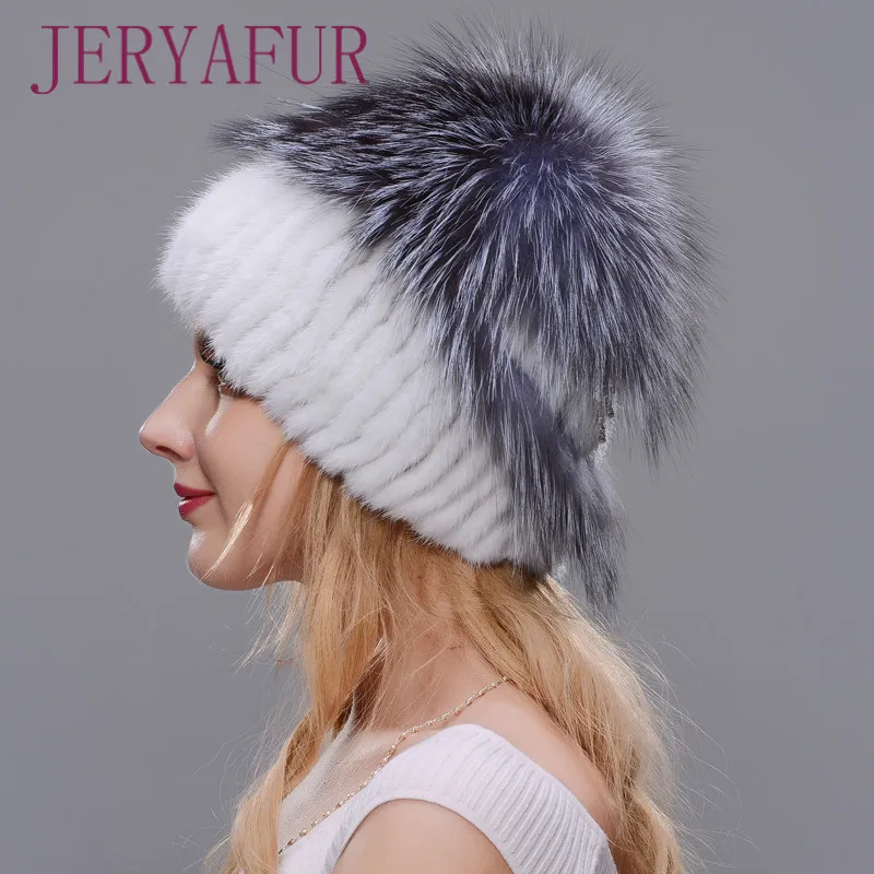 Women New Winter Fur Cap Hooded Head Genuine Mink Fur Hat and Silver Fox Fur Floral Design Hat High Quality Fur Fashion Hat 4