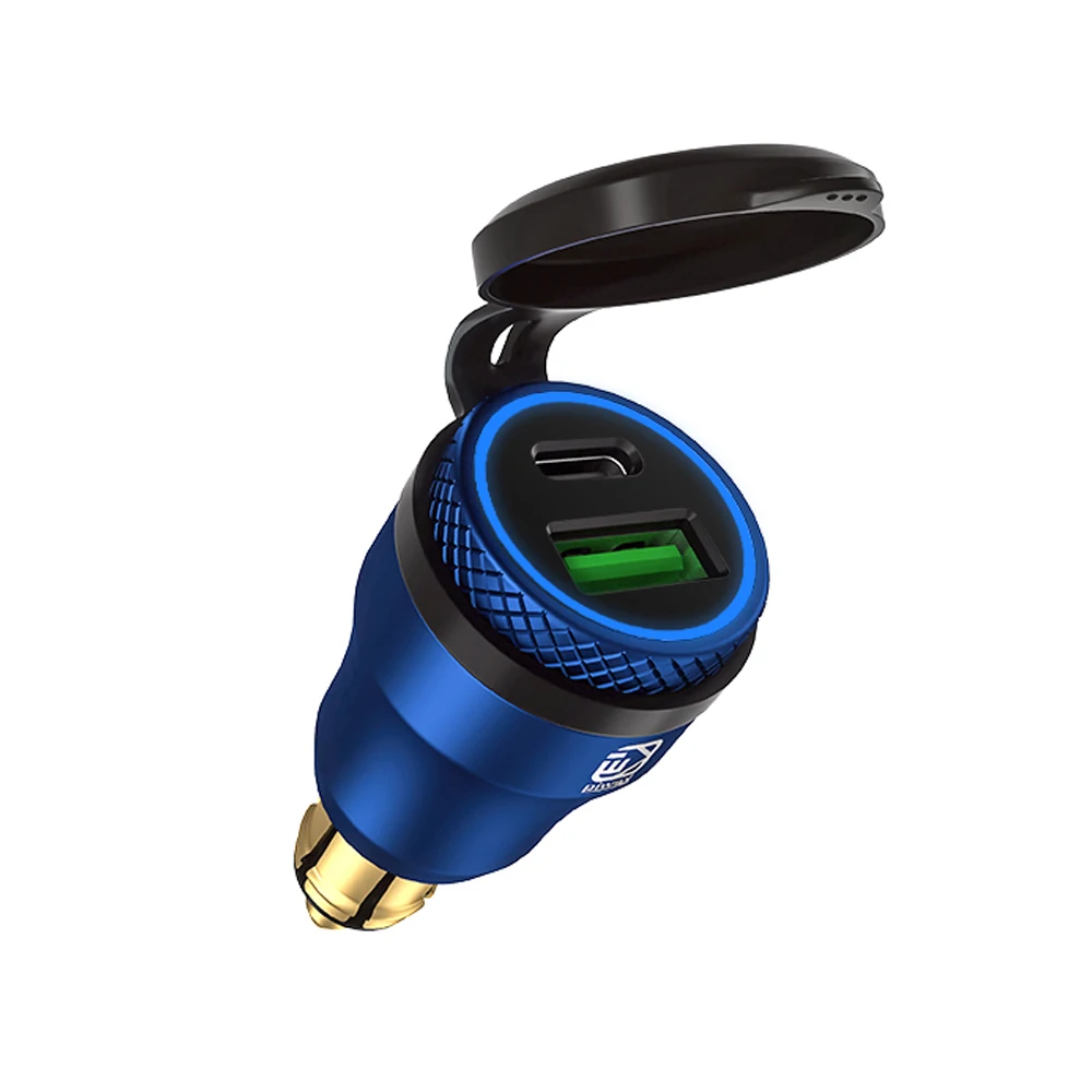 YMHAN® Mini Chargeur Rapide QC3.0 Din Adaptateur USB for BMW Triumph Tiger 1200 Motorcycle Power Plug Din Chargeur USB Les Color Name : Black