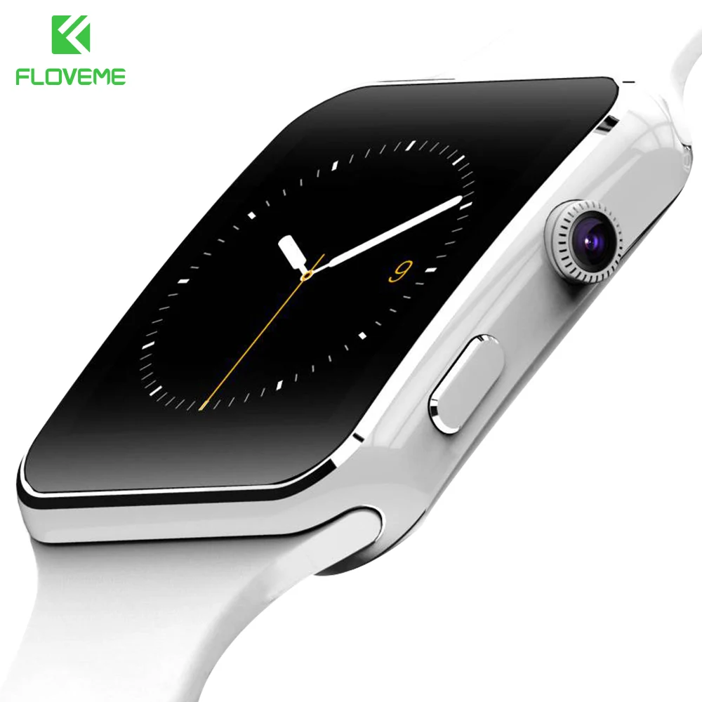 

FLOVEME E6 Luxury Men Women Sport HD Screen Bluetooth Pedometer Sleep Monitor TF/SIM Card Smart Watch For Samsung Android Phone
