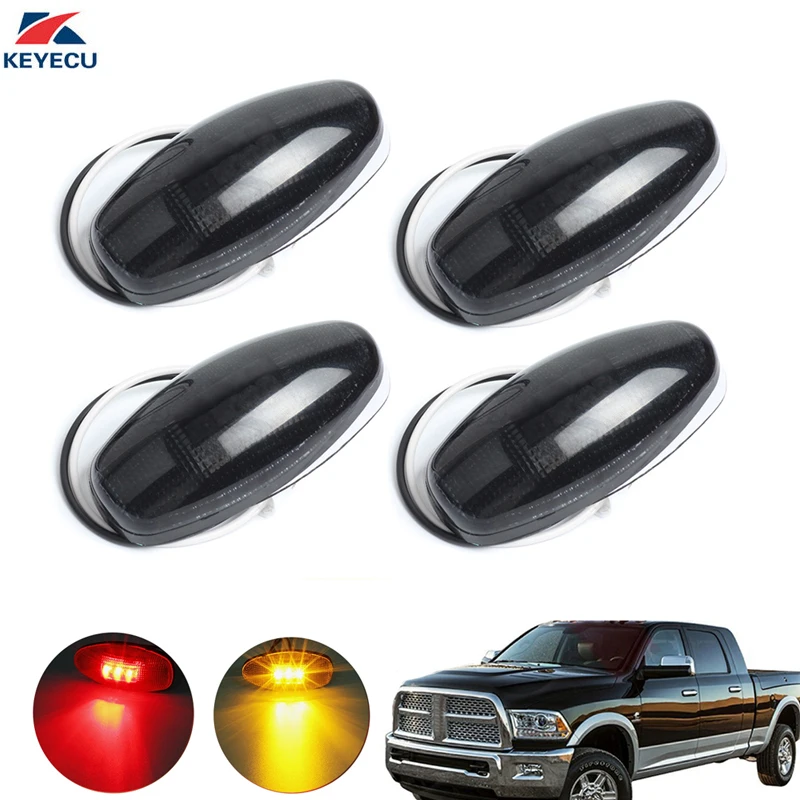 KEYECU 4 Pieces 12V 2Smoke Amber+2Smoker Red LED Side Fender Marker Lights For 1999-2012 CHEVY GMC | Автомобили и мотоциклы