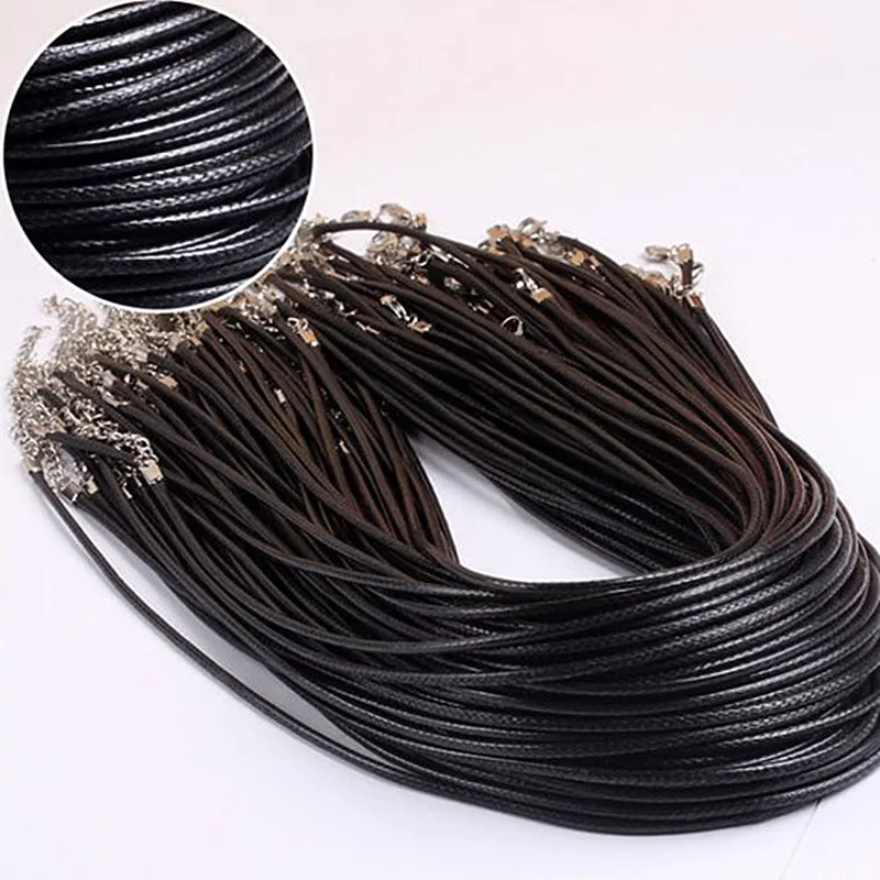N697 Twisted Braided Rope 2mm Black PU Leather Cord Chain 