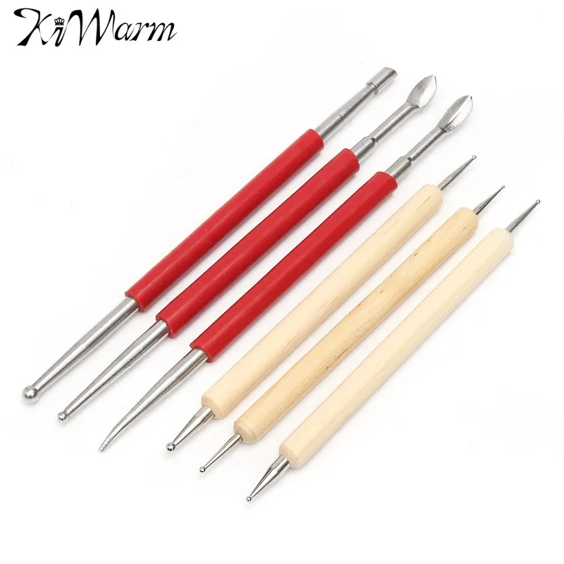 KiWarm 6Pcs/set Leathercraft Tool Modelling Spoon Carving Stylus Tool