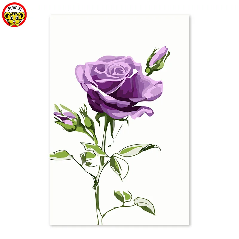 Цифровая живопись декоративная живопись комната Девушка ручной цвет фиолетовая Роза картины по номерам роз