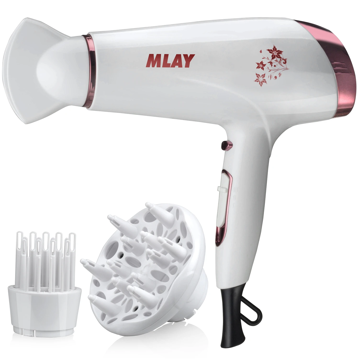 

1875W Professional Hair Dryer Negative Ions Hair Blow Dryer Far Infrared Function AC Motor With Diffuser Concentrator White