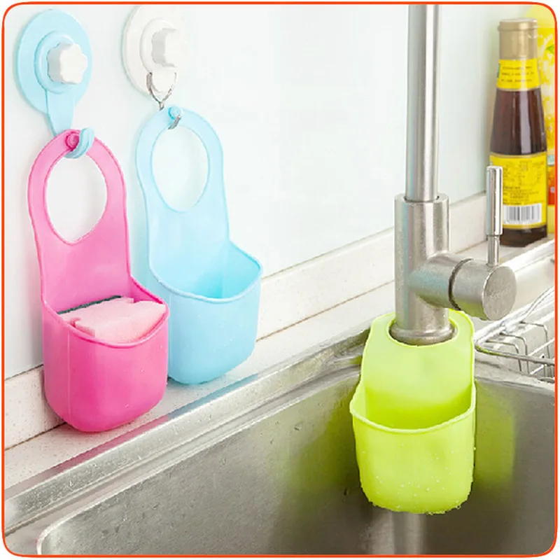 

1pcs Faucet Snap Button Type The Fragrance Of Sponge Storage Rack Sink Shelf Multi-purpose Bag Basket Kitchen Organizer Tools