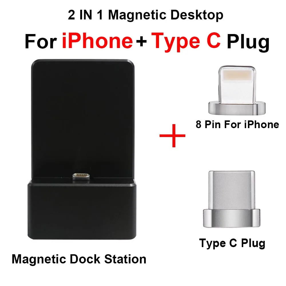 3 в 1 Магнитная док-станция для синхронизации магнитное зарядное устройство USB кабель зарядная подставка для iPhone X 8 7 6S 5/Micro USB/type C Настольный - Тип штекера: For iPhone Type C