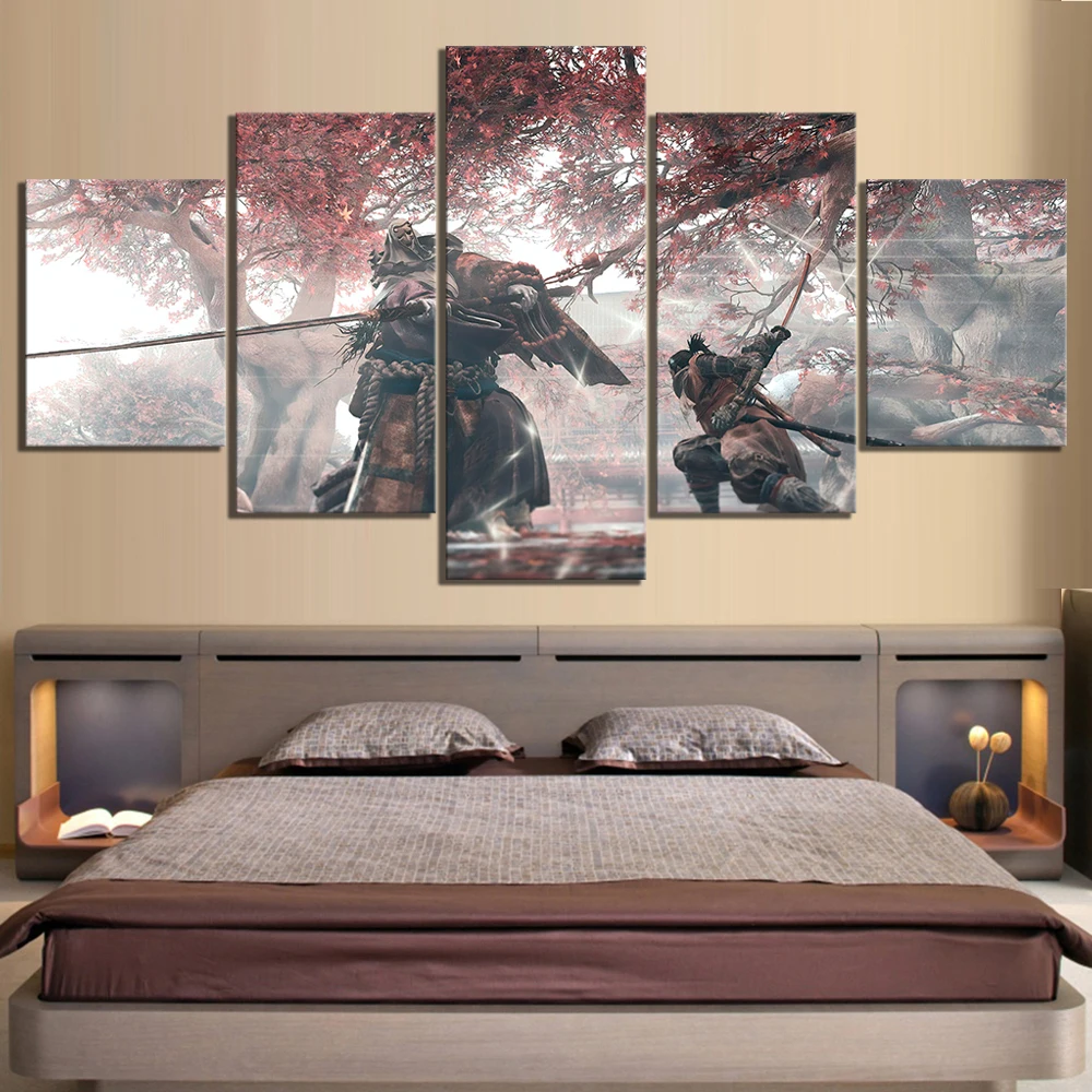 5 Piece HD Fantasy Art Ninja Wolf Picture SEKIRO Shadows Die Twice Game Scene Poster Canvas Paintings Wall for Bedroom Decor | Дом и сад