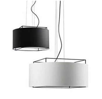 

Creative Metalarte Lewit Fabric Lampshade Chandelier Dia.55cm Black/white Iron Hanging Lamp Cafe Indoor Deco Lighting Fixture