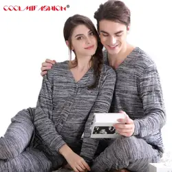 2019 Повседневное Домашняя одежда кардиган Для мужчин пижамы длинные рукава и длинные штаны Для женщин пижамы одежда для сна для пар набор
