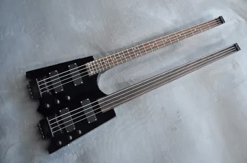 

Top quality Black Headless guitar Double Neck 4 string Electric Guitar 4 strings bass