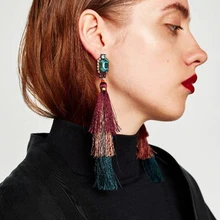 Best lady 2017 New Design Fashion Long Tassel Earrings Bohemian Wedding Jewelry Statement Hot Sale Dangle Drop Earring for Women