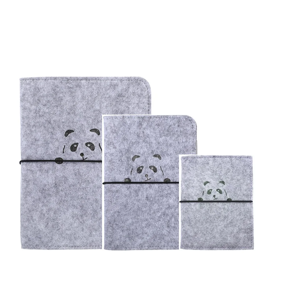 Harphia A5 A6 A7 Wool Felt Panda Planner Loose Leaf Notebook Refillable Spiral Binder Diary Travel Journal Self-design Bandage